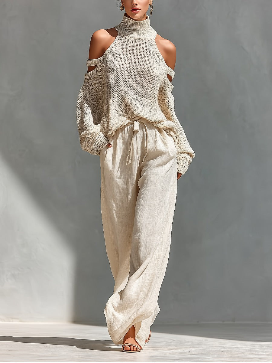 Magnolia | Women's Cold Shoulder Sweater and Wide Leg Pant Ensemble