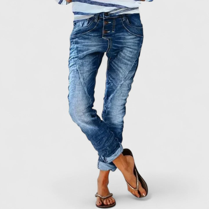 Marcella | Women's Relaxed Fit Distressed Wide Leg Jeans