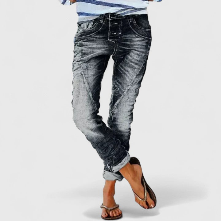 Marcella | Women's Relaxed Fit Distressed Wide Leg Jeans