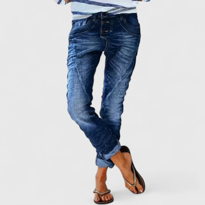Marcella | Women's Relaxed Fit Distressed Wide Leg Jeans