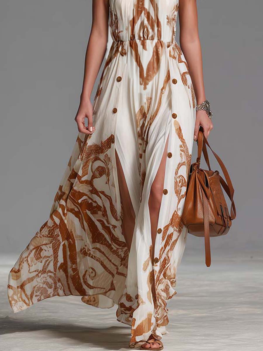 Marcella | Women's Printed Halter Neck Maxi Dress