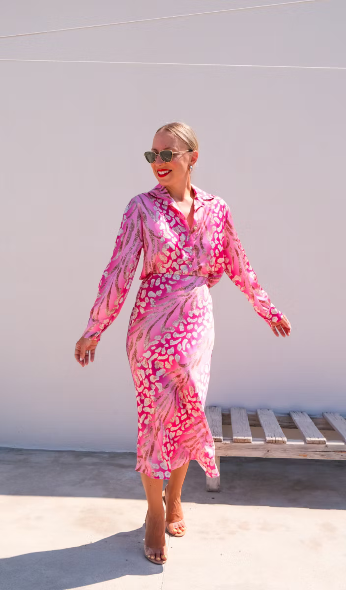 Maxine | Women's Midi Dress with Long Sleeves and Print