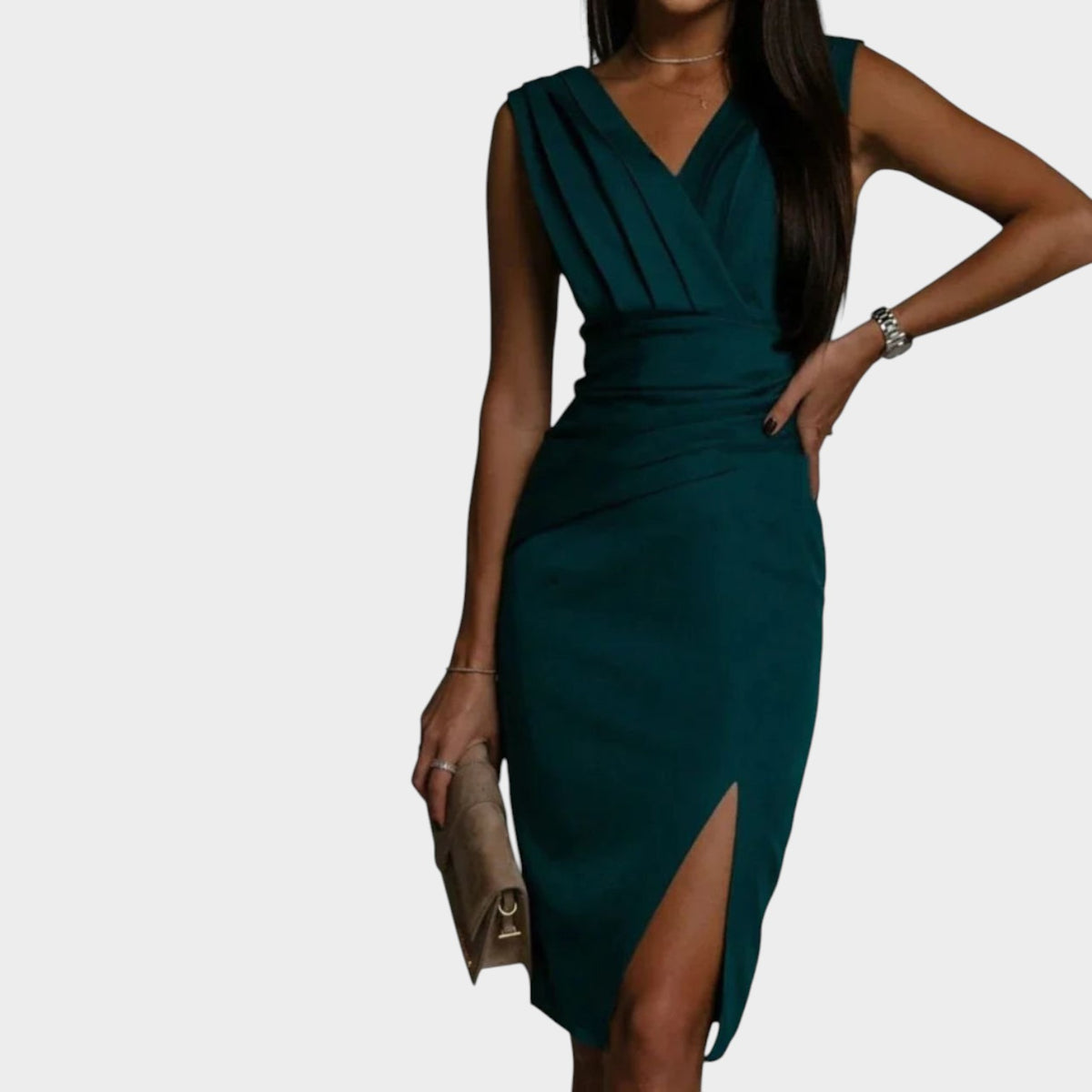 Women's V Neck Midi Cocktail Dress