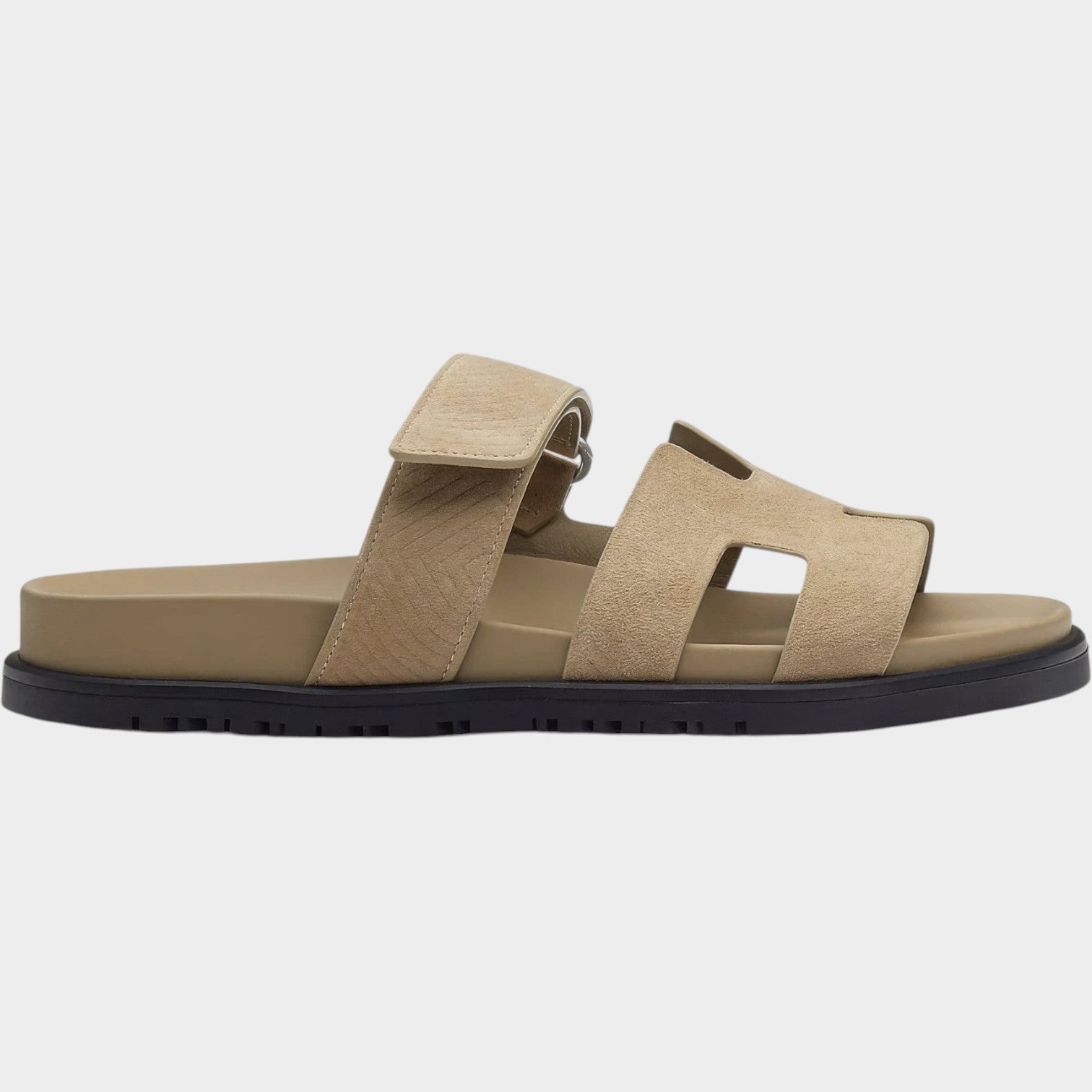 Comfort Leather Slide Sandals with Adjustable Strap