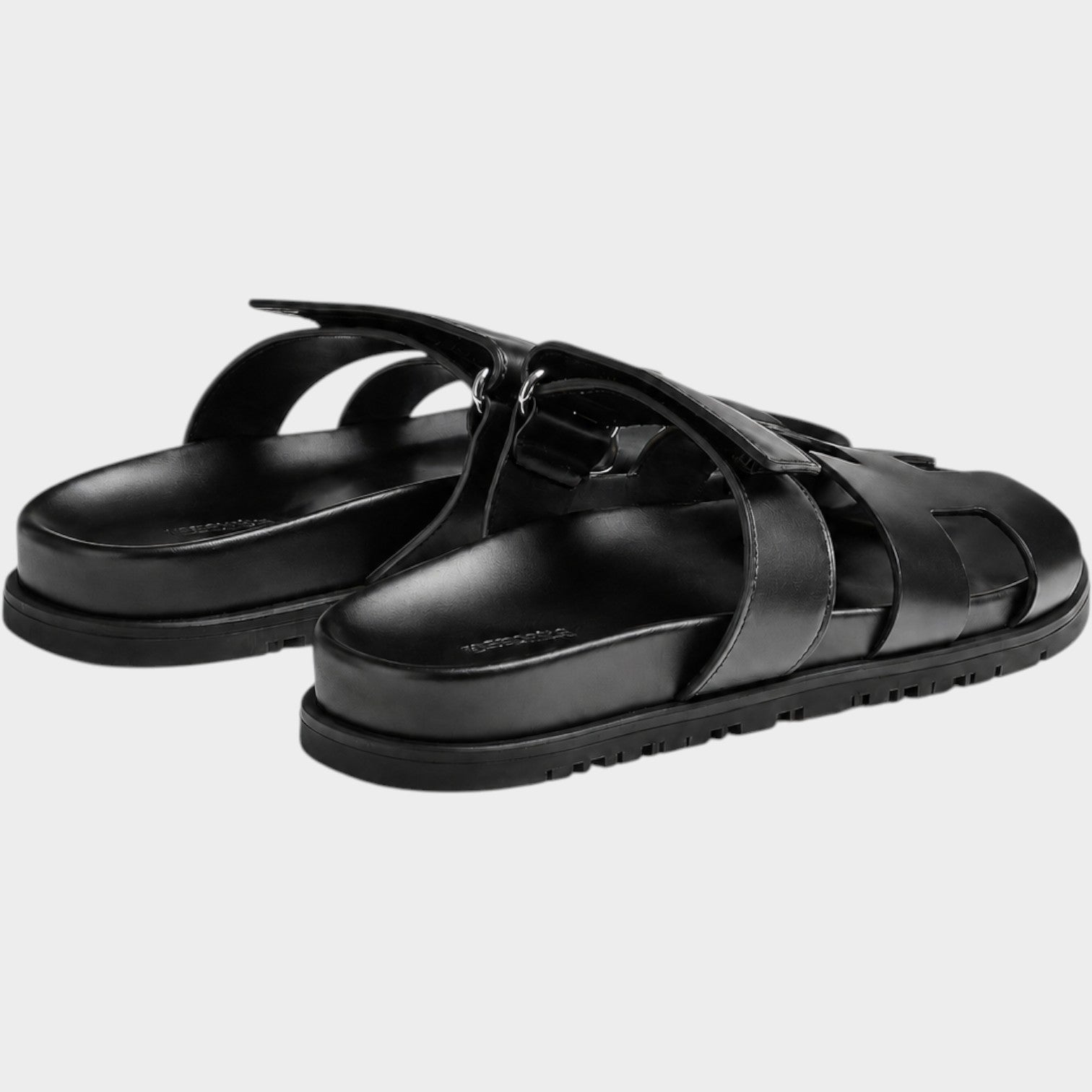 Comfort Leather Slide Sandals with Adjustable Strap