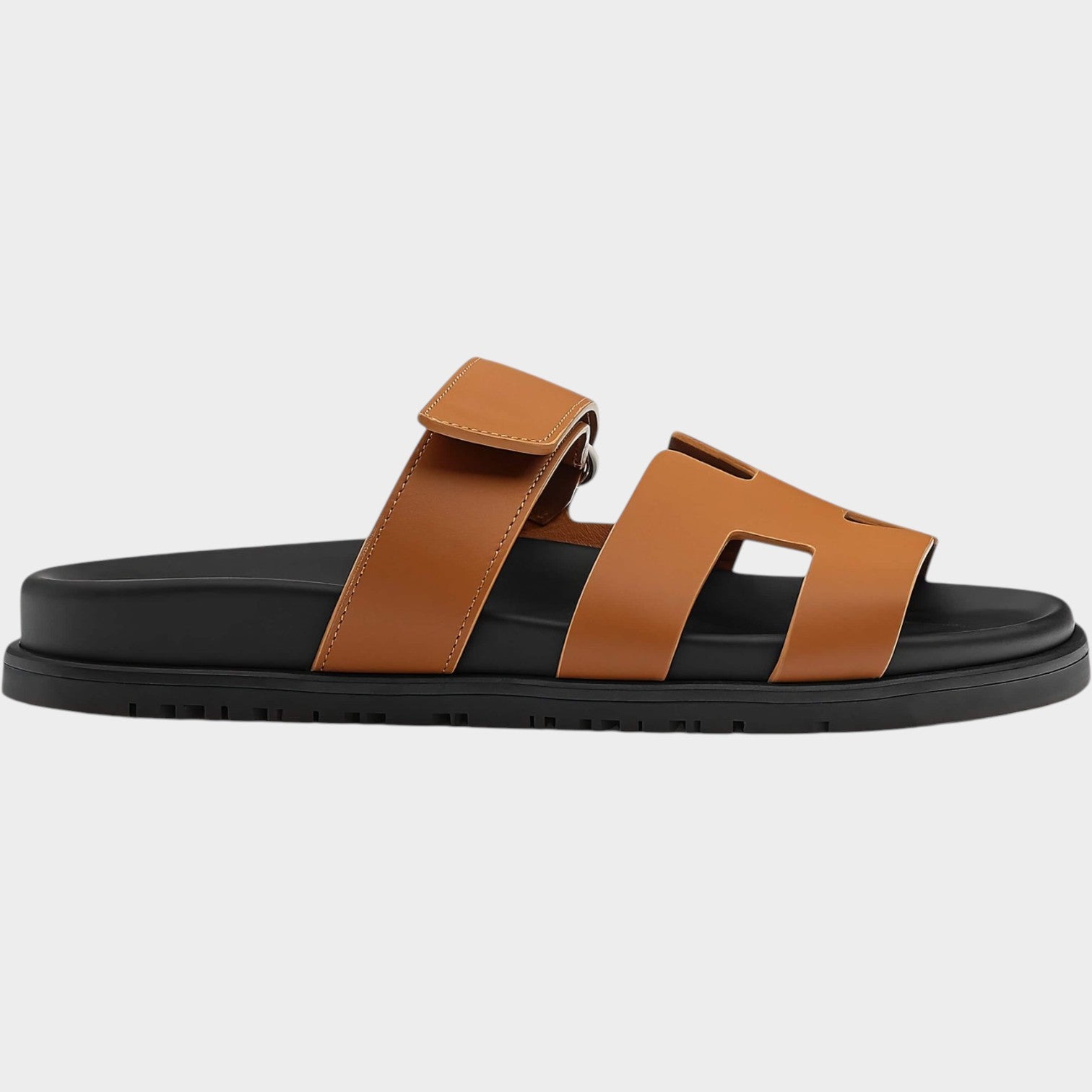 Comfort Leather Slide Sandals with Adjustable Strap