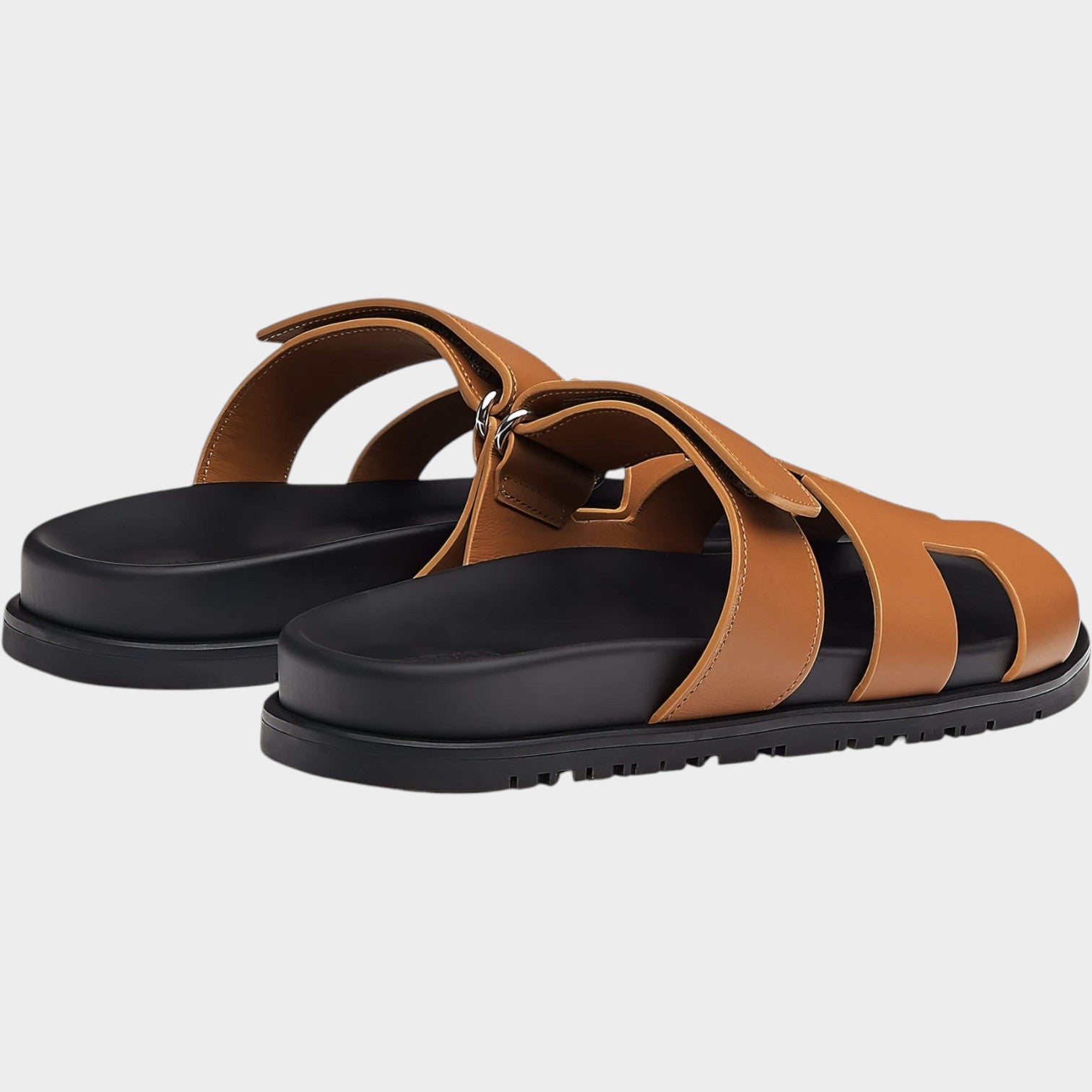 Comfort Leather Slide Sandals with Adjustable Strap