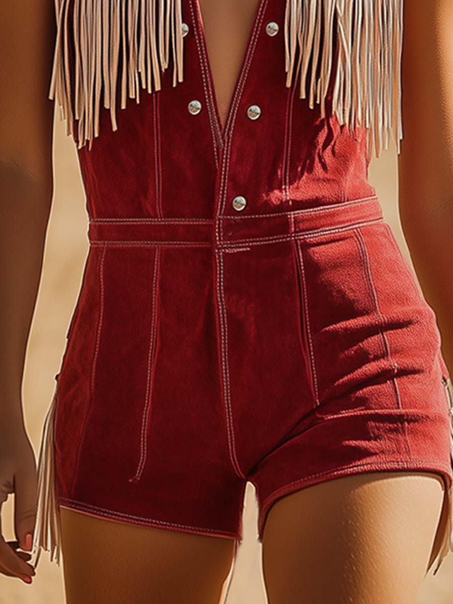 Oakley | Women's V-Neck Western Fringe Jumpsuit