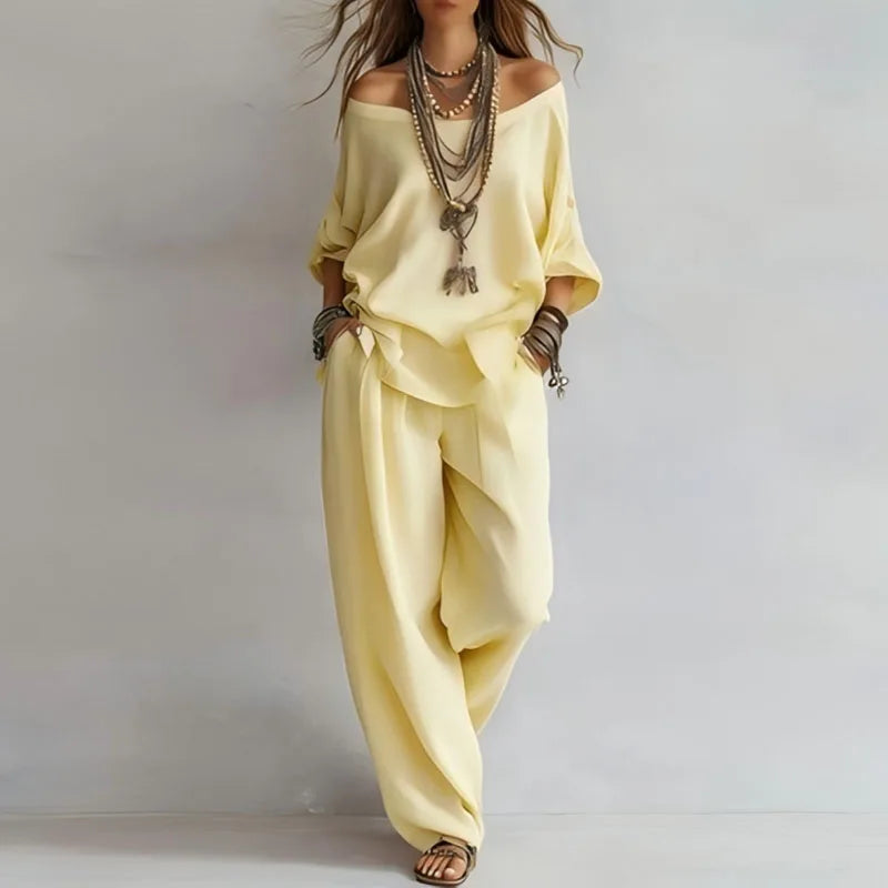 Octavia | Women's Off-Shoulder Wide-Leg Coordinating Set