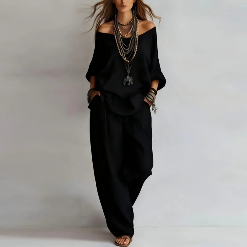 Octavia | Women's Off-Shoulder Wide-Leg Coordinated Set