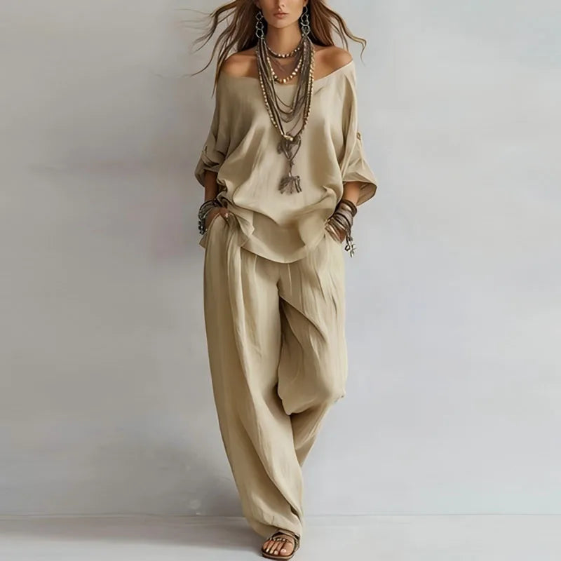 Octavia | Women's Off-Shoulder Wide-Leg Coordinating Set