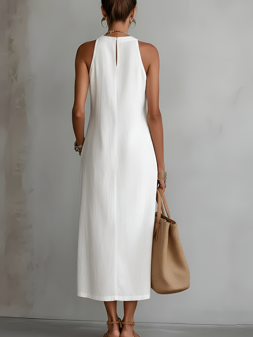 Octaviana | Women's Sleeveless Midi Dress with Embroidery