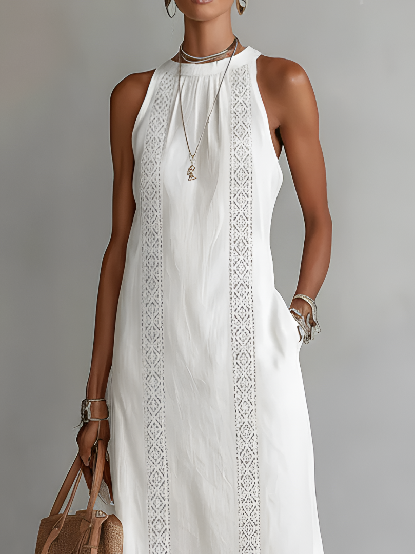 Octaviana | Women's Sleeveless Midi Dress with Embroidery