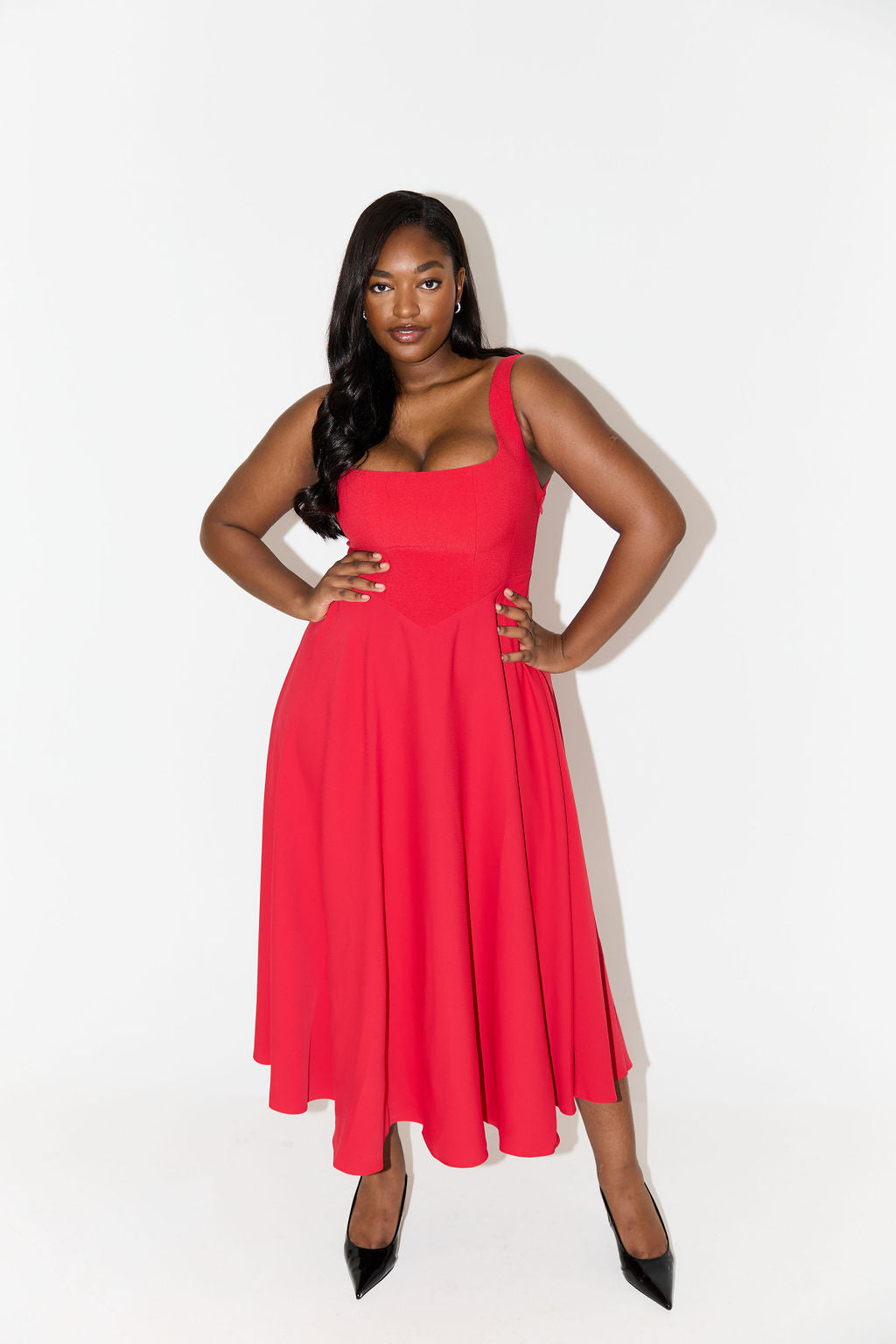 Angela™ | Elegant Flowing Midi Dress