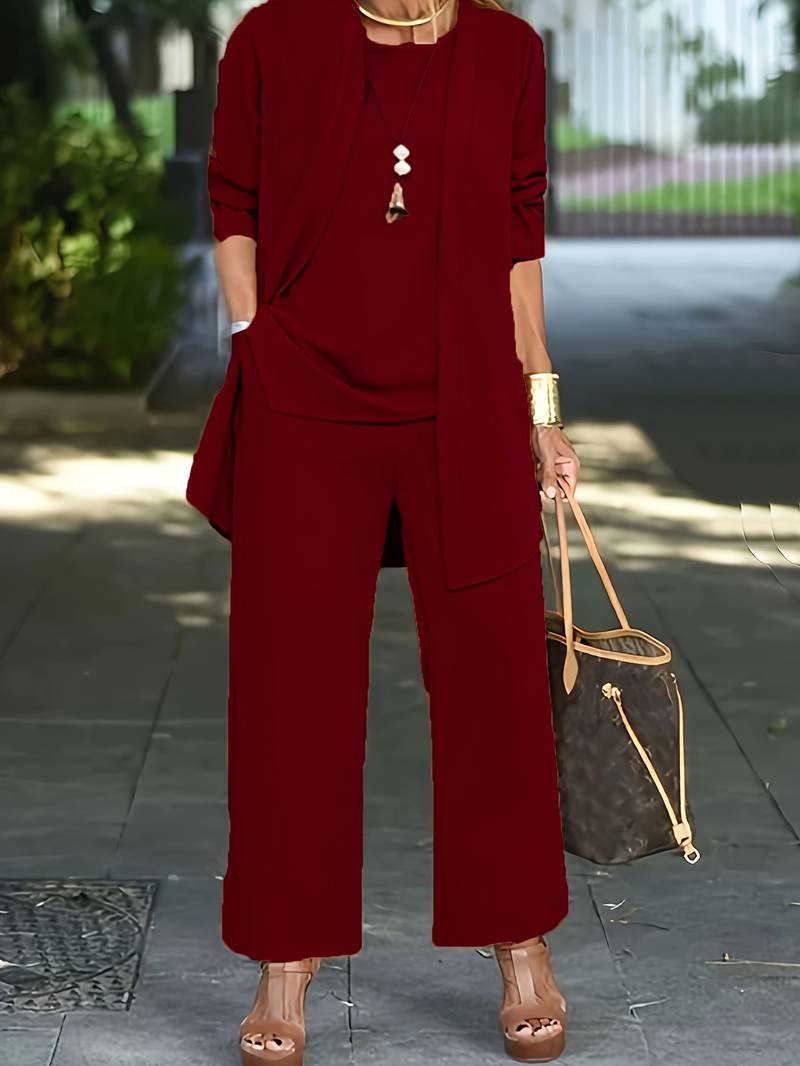 Ophira | Women's 3-Piece Set with Round Neck and Long Sleeves