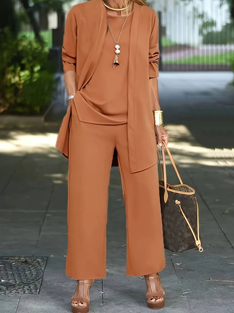 Ophira | Women's 3-Piece Set with Round Neck and Long Sleeves