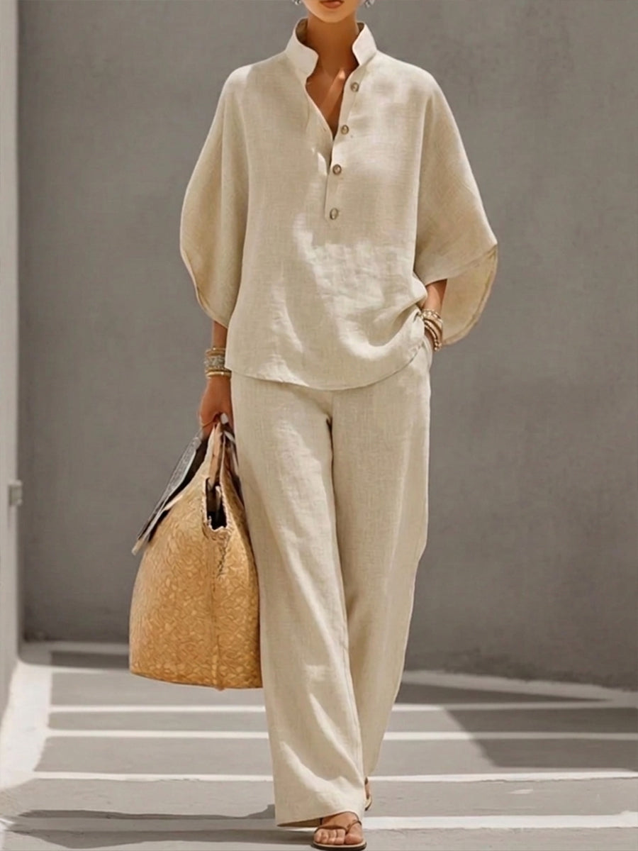 Nadia | Women's 2-Piece Batwing Top and Wide-Leg Pants Set