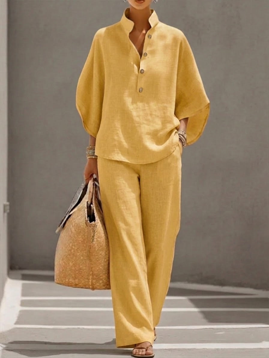 Nadia | Women's 2-Piece Batwing Top and Wide-Leg Pants Set