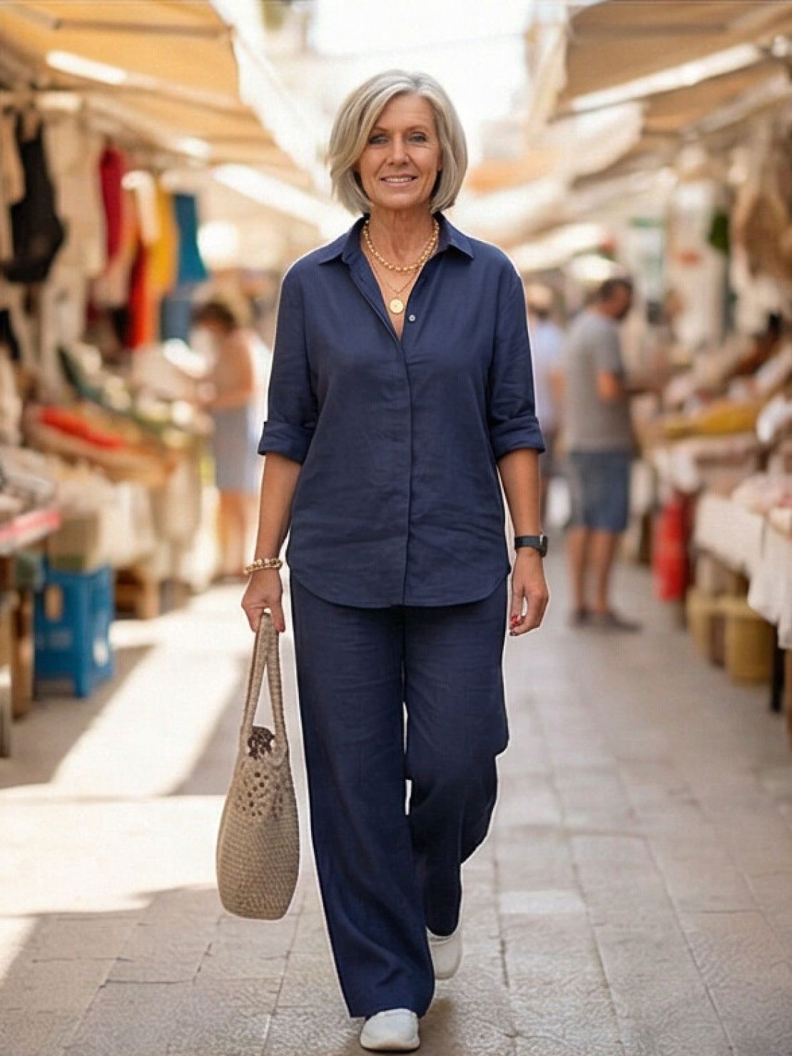 Vivian | Women's Relaxed Button-Up Shirt and Wide-Leg Pant Ensemble