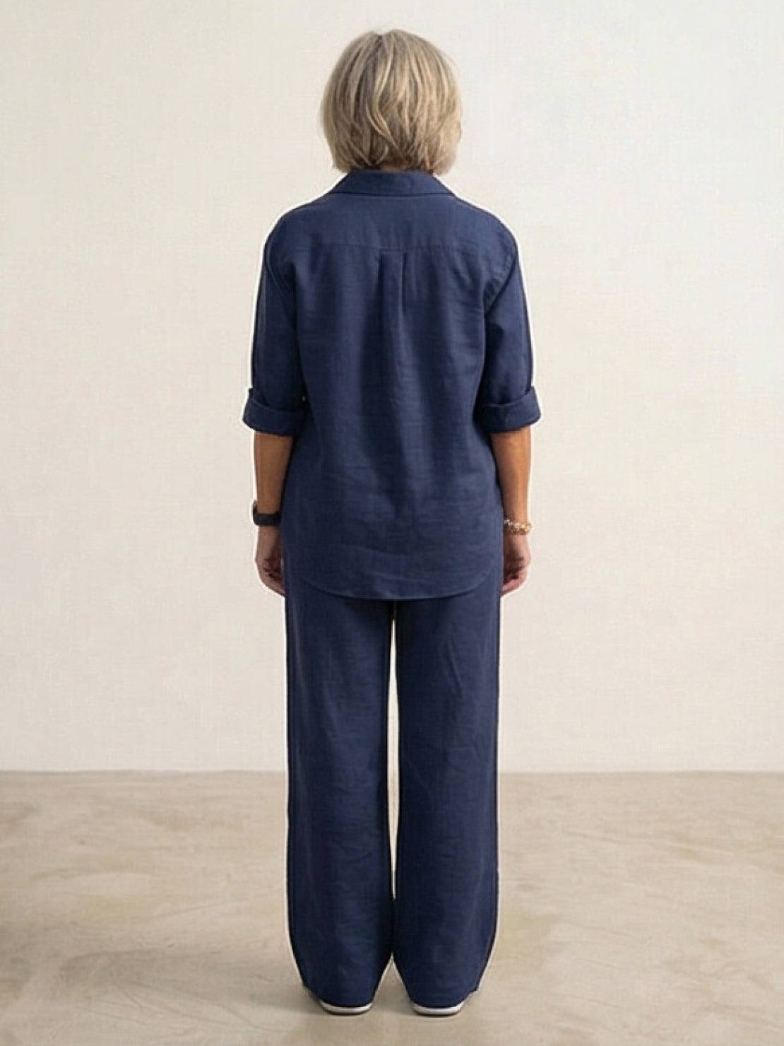 Vivian | Women's Relaxed Button-Up Shirt and Wide-Leg Pant Ensemble