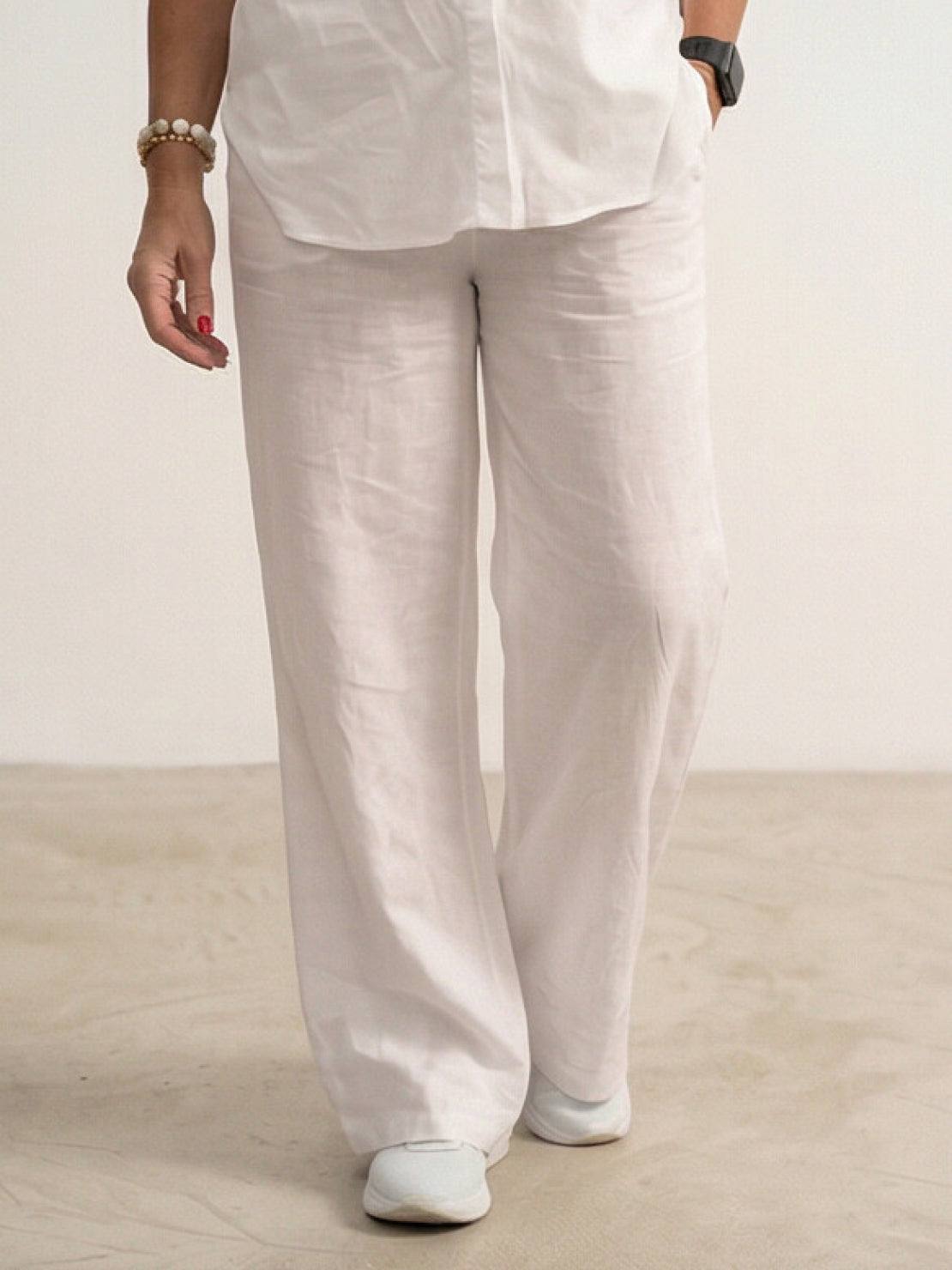 Vivian | Women's Relaxed Button-Up Shirt and Wide-Leg Trousers Ensemble