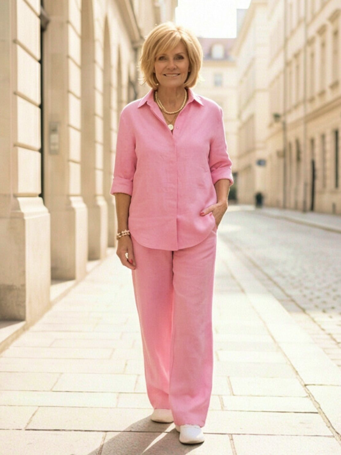 Vivian | Women's Relaxed Button-Up Shirt and Wide-Leg Trousers Ensemble