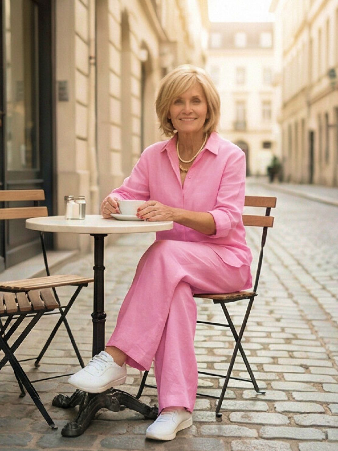 Vivian | Women's Relaxed Button-Up Shirt and Wide-Leg Trousers Ensemble
