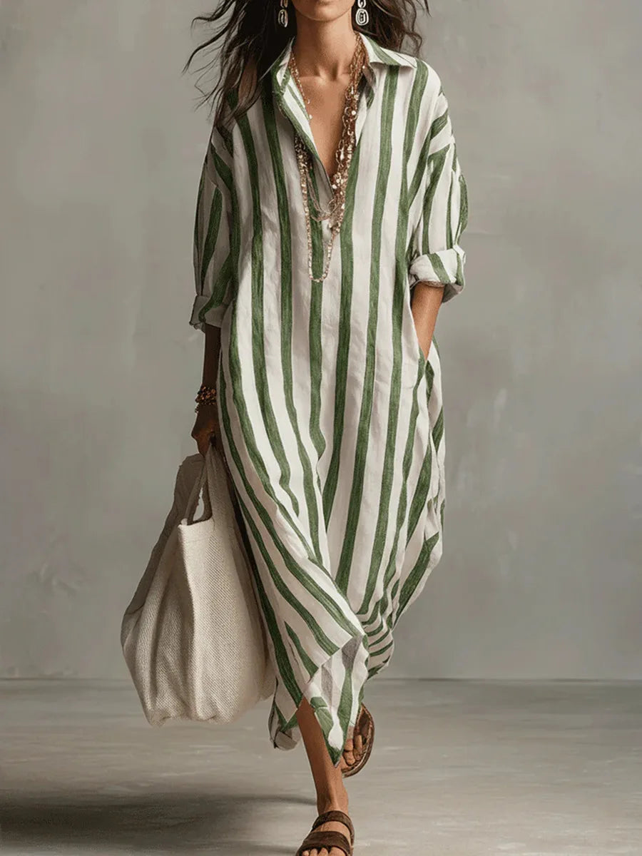 Paloma | Women's Long Sleeve Striped Shirt Dress