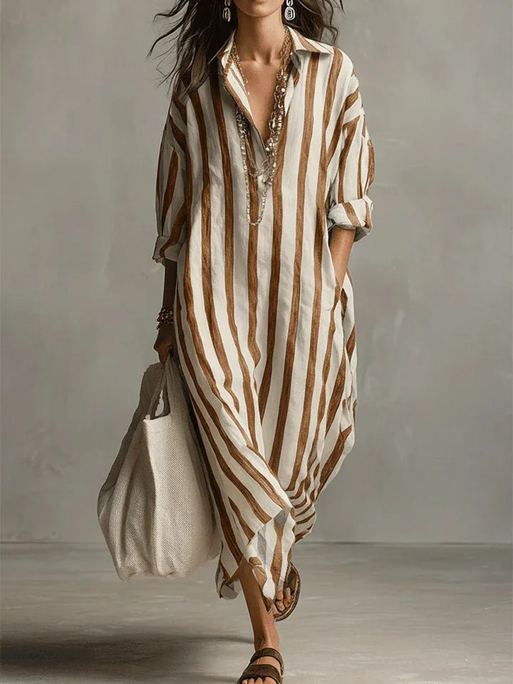Paloma | Women's Long Sleeve Striped Shirt Dress