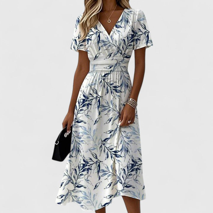 Persephone | Women's Floral V-Neck Midi Wrap Dress"
Revised Title: "Persephone | Women's Floral Midi Wrap Dress with V-Neck