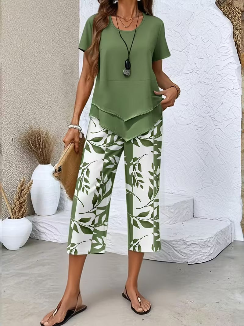 Primrose | Women's Leaf Pattern Two-Piece Ensemble