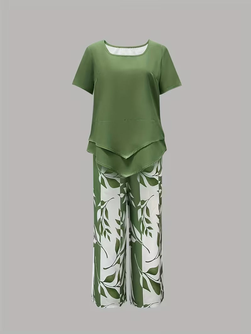 Primrose | Women's Leaf Pattern Two-Piece Ensemble