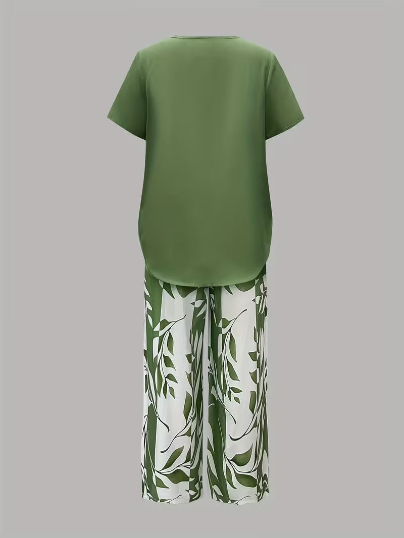 Primrose | Women's Leaf Pattern Two-Piece Ensemble