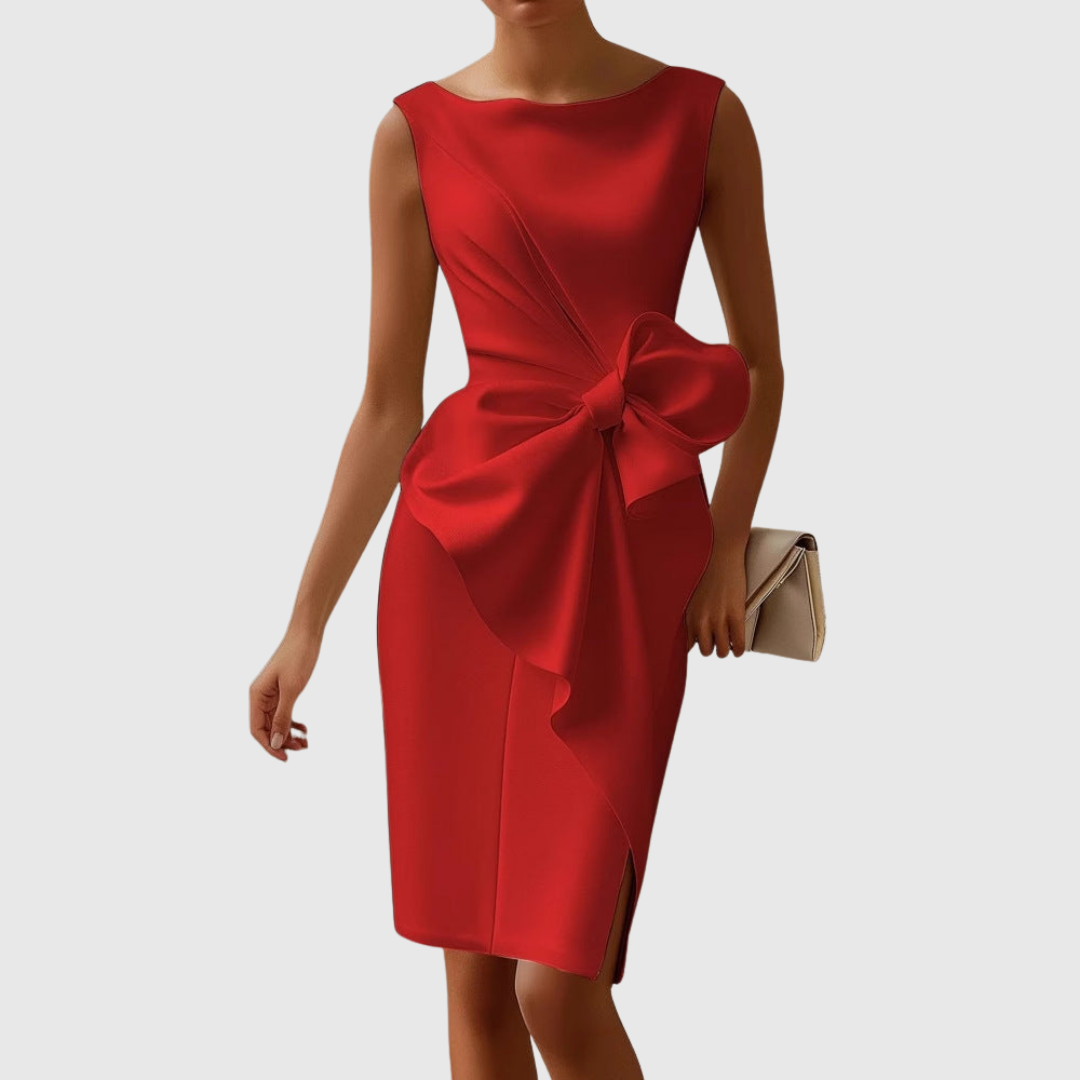 Primrose | Women's Midi Dress with Sleeveless Design and Bow Detail