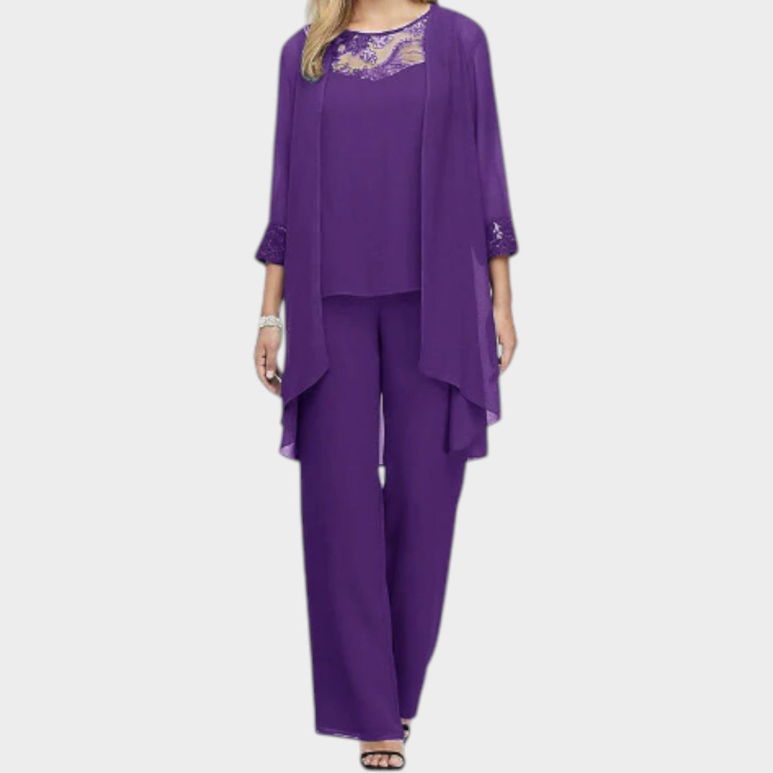 Formal Two Piece Chiffon Pant Suit