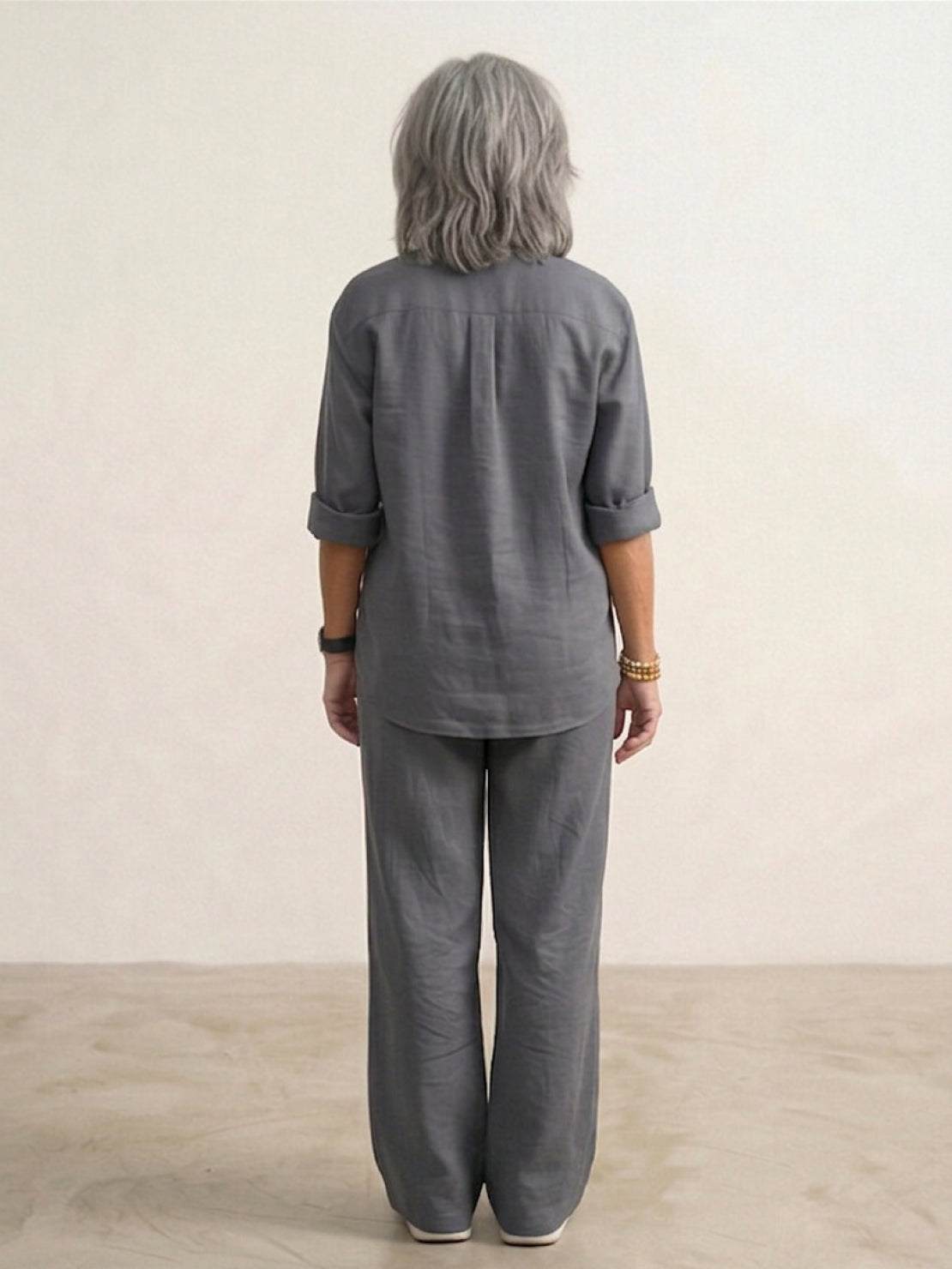 Vivian | Women's Relaxed Button-Up Shirt and Wide-Leg Trousers Ensemble