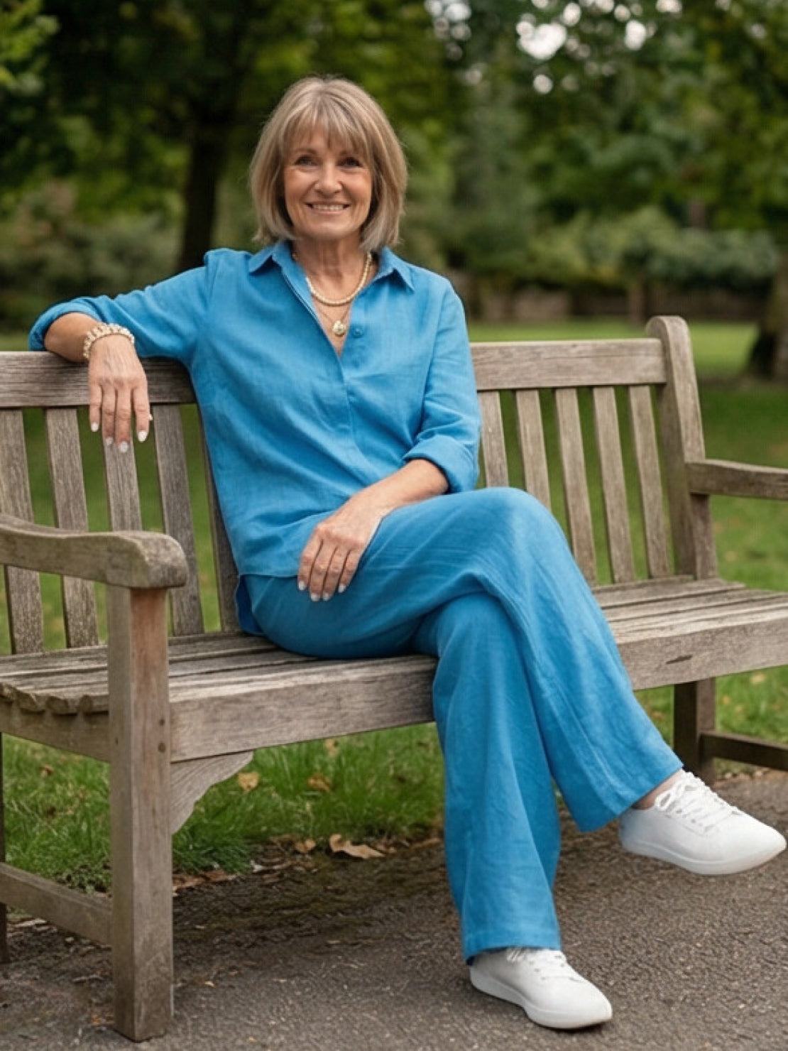 Vivian | Women's Relaxed Button-Up Shirt and Wide-Leg Trousers Ensemble