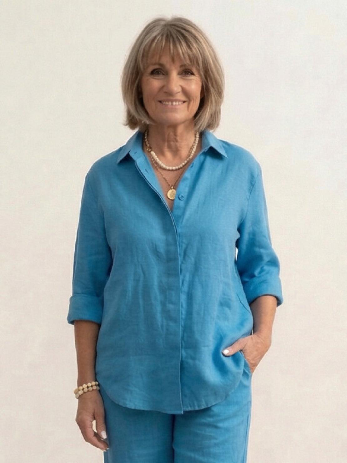 Vivian | Women's Relaxed Button-Up Shirt and Wide-Leg Pant Ensemble