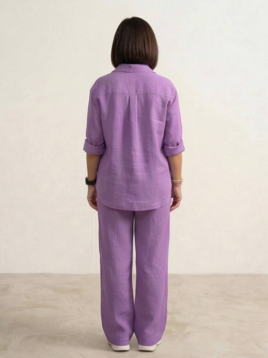 Vivian | Women's Relaxed Button-Up Shirt and Wide-Leg Pant Ensemble