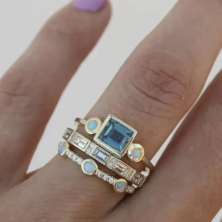 Caelia™ | Retro Blue Crystal Ring