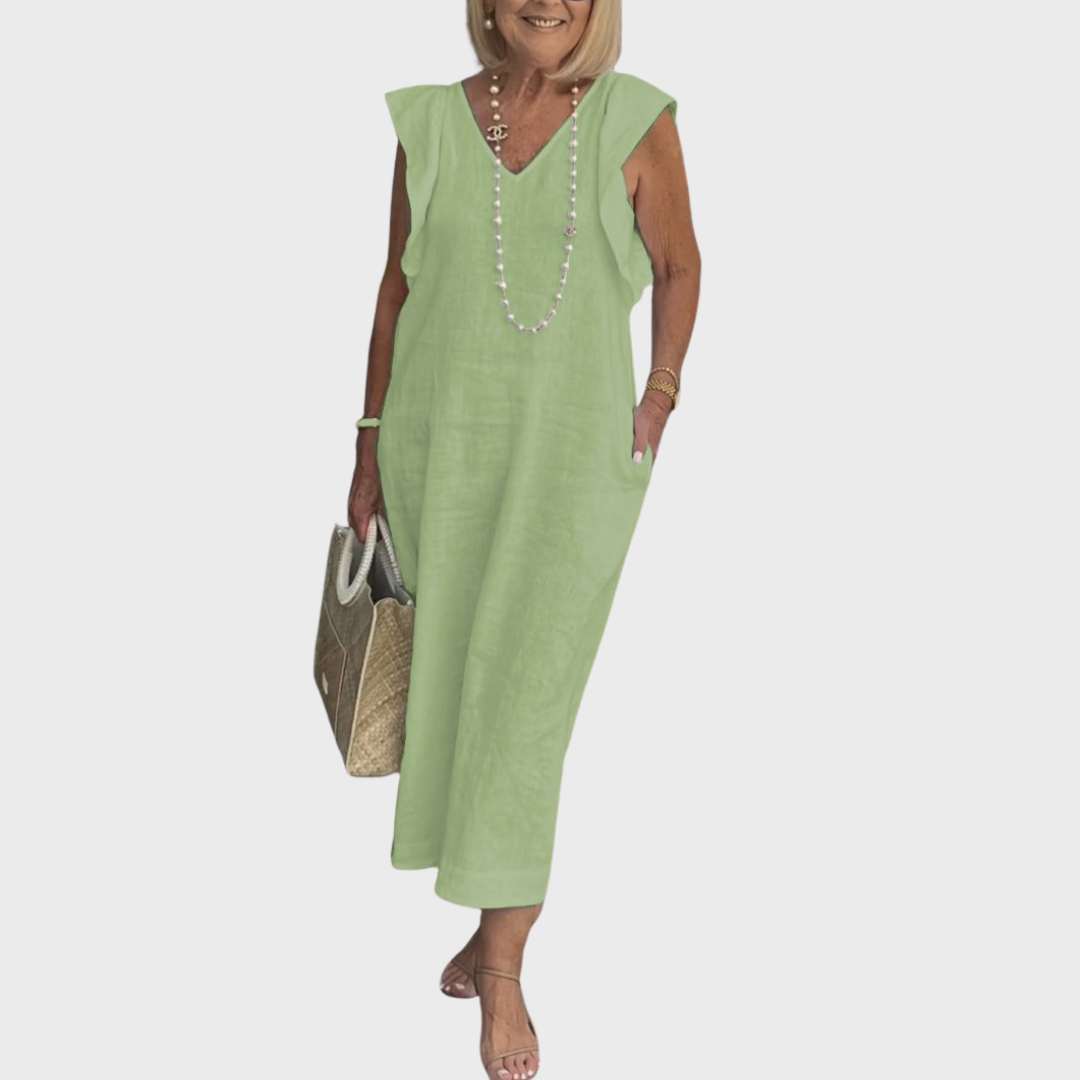 Rosalinda | Women's Sleeveless V-Neck Maxi Dress with Pockets