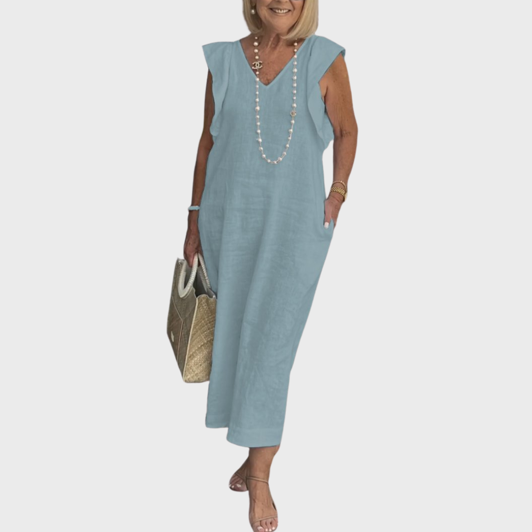 Rosalinda | Women's Sleeveless V-Neck Maxi Dress with Pockets