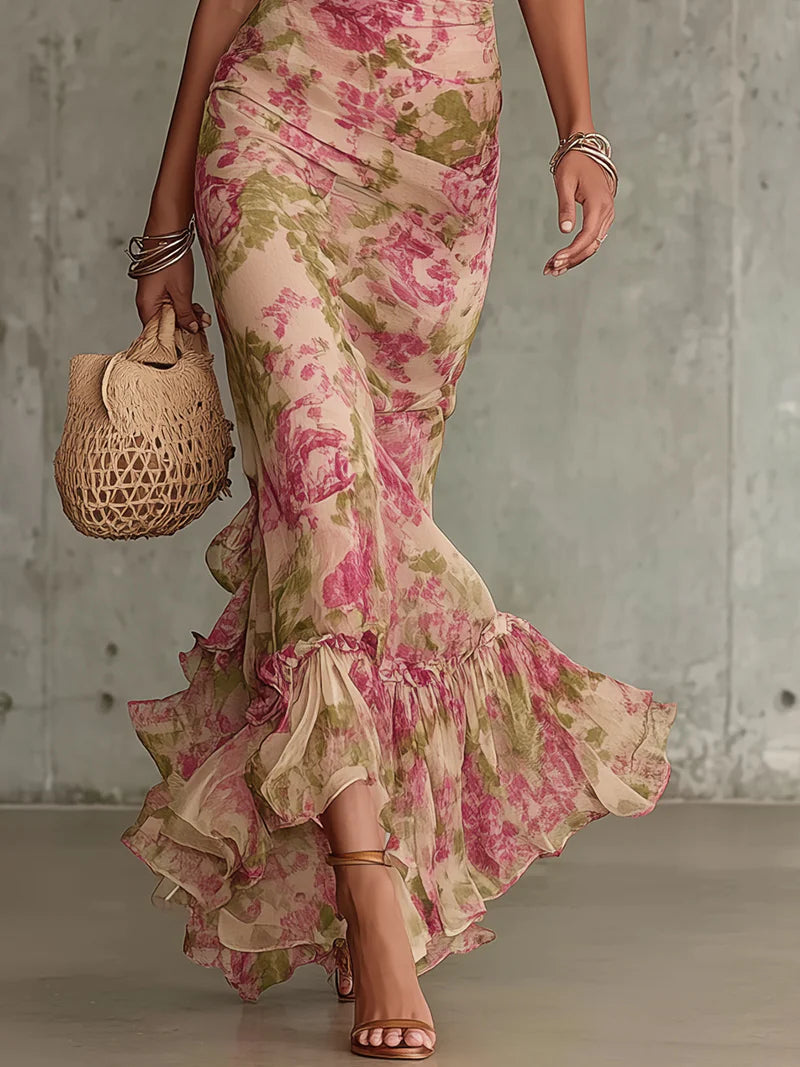 Rowan | Women's Maxi Dress with Floral Mock Neck
