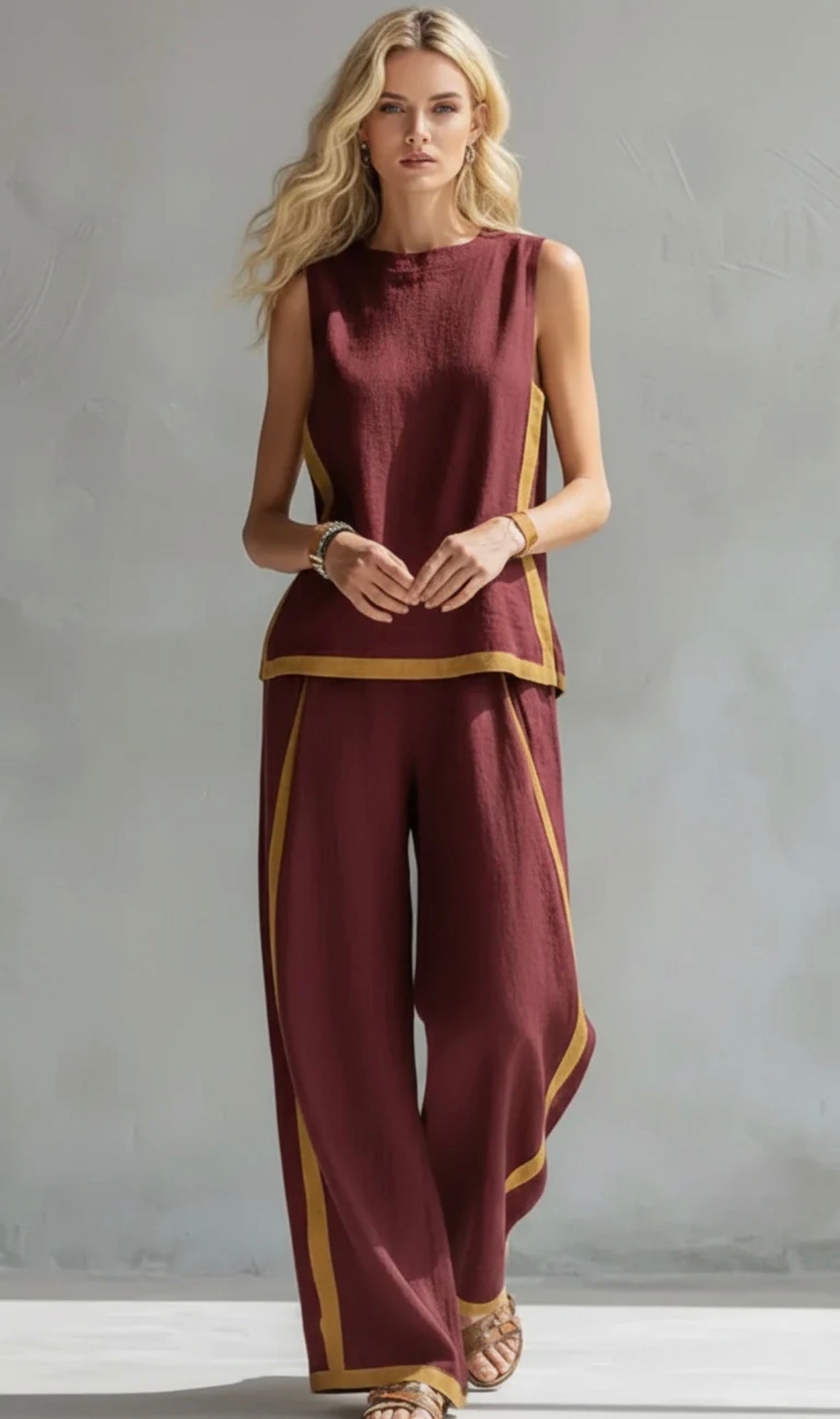 Seraphine | Women's Sleeveless Two-Piece Set with Contrast Trim