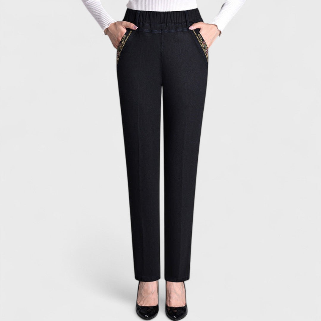 Marian™ Women's Stretch Denim with Side Pockets & Elastic Waistband