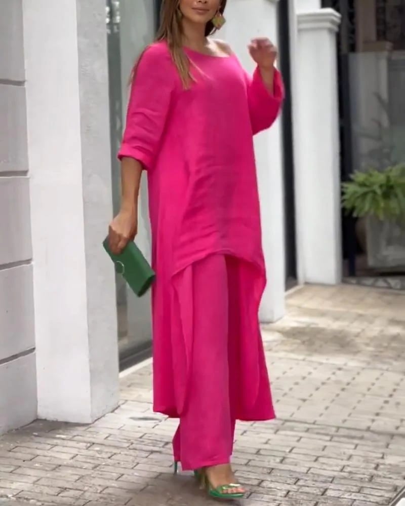 Oasis | Women's Longline Tunic & Wide Leg Pants Two-Piece Set