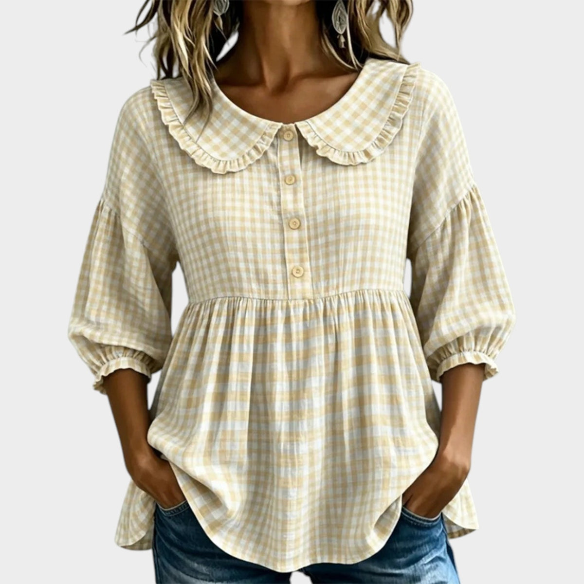 Women's Check Top Casual Gingham Blouse