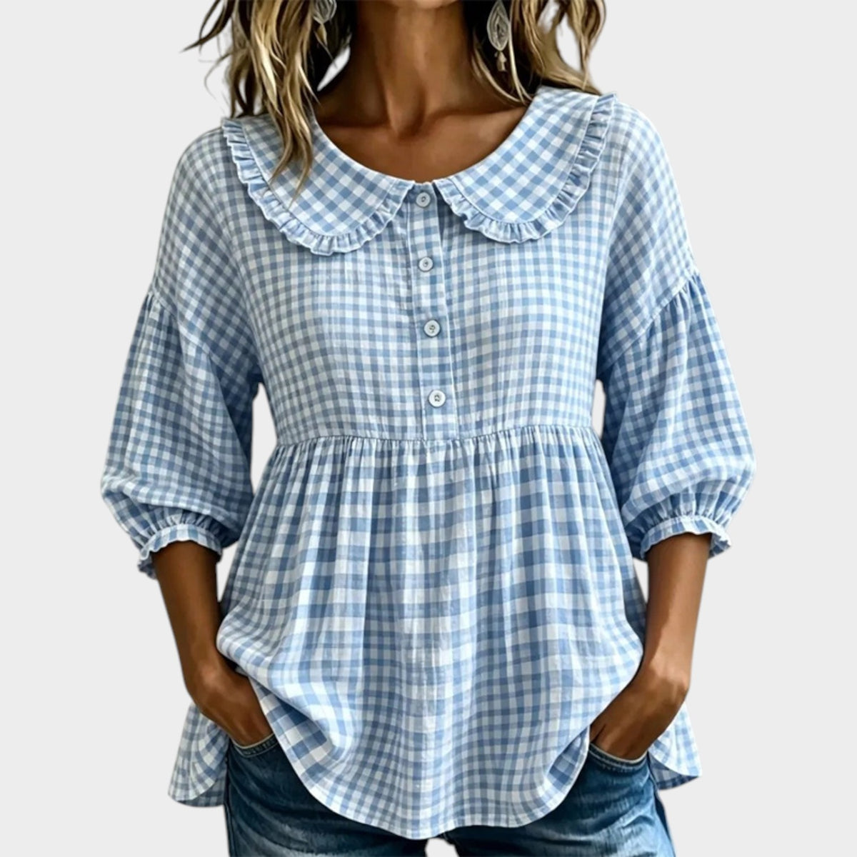 Women's Check Top Casual Gingham Blouse