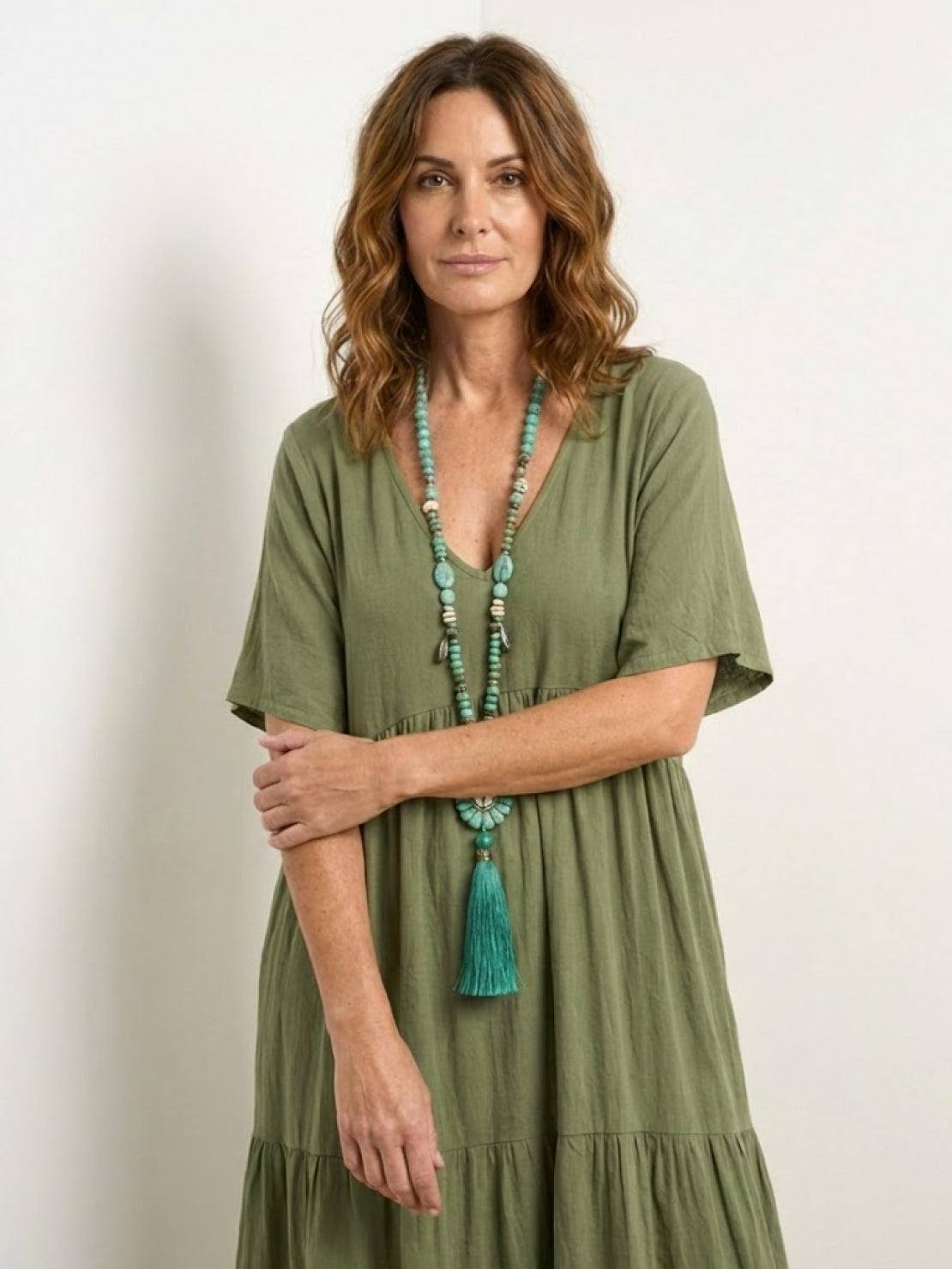 Sienna | Women's Short Sleeve V-Neck Tiered Maxi Dress