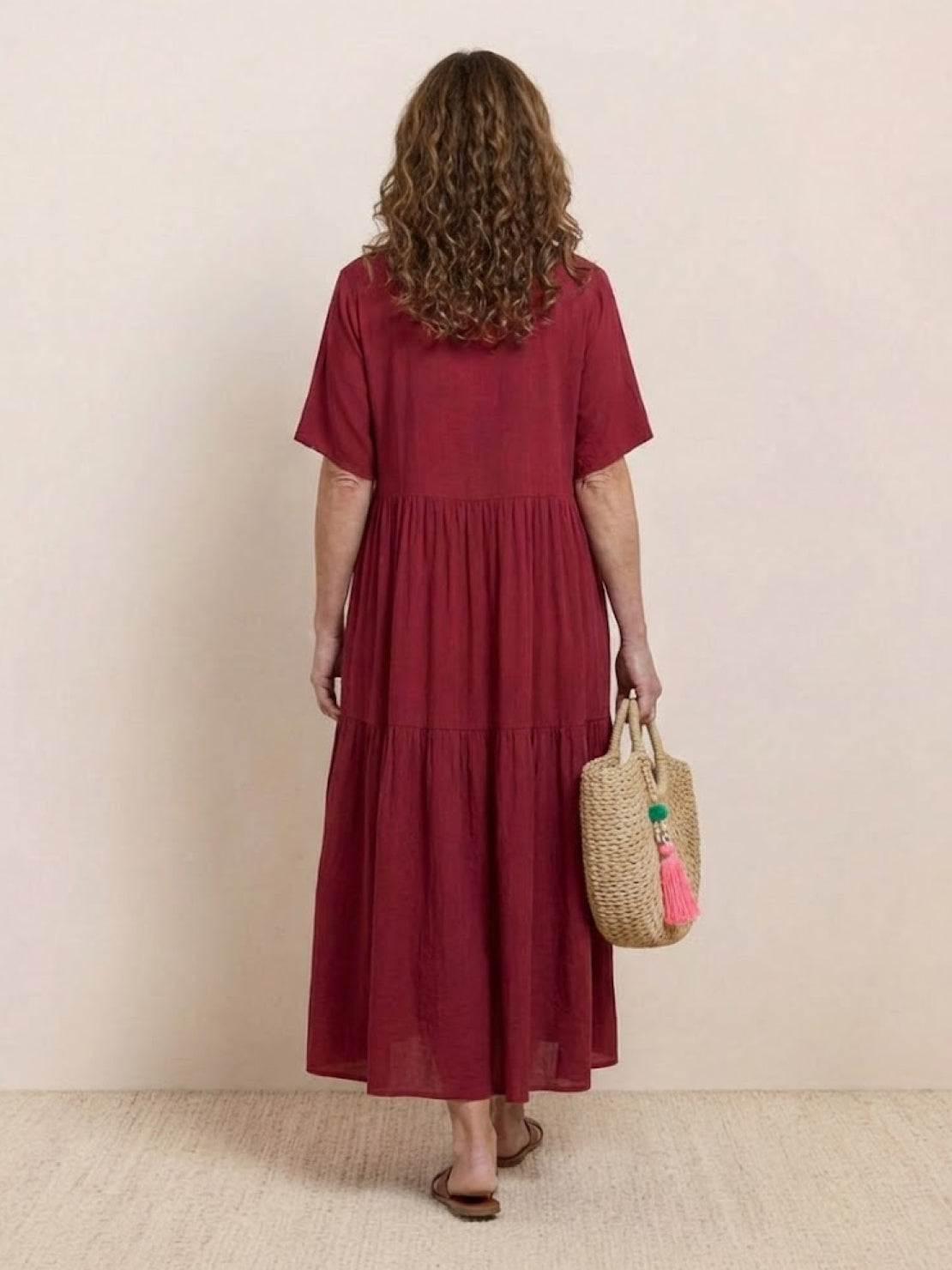Sienna | Women's Short Sleeve V-Neck Tiered Maxi Dress